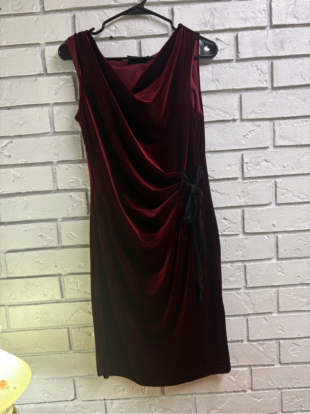 Just...Taylor Burgundy Velvet Draped Midi Dress